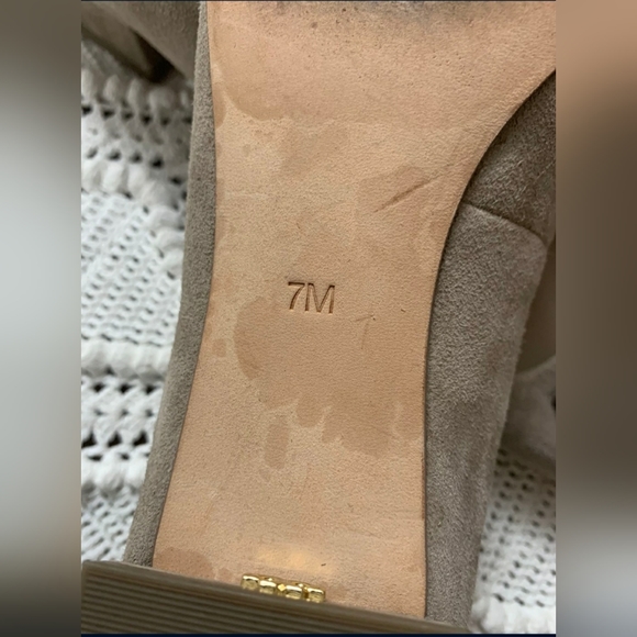 Tory Burch Designer Tan suede leather mini heel size 7 - Picture 3 of 3